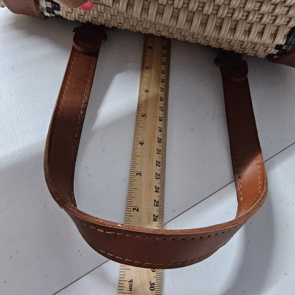 Handmade Woven Straw Handbag Purse Top Handle Satchel Bag Beige Brown Medium MX - Picture 14 of 14